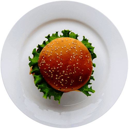a burger on a plate 