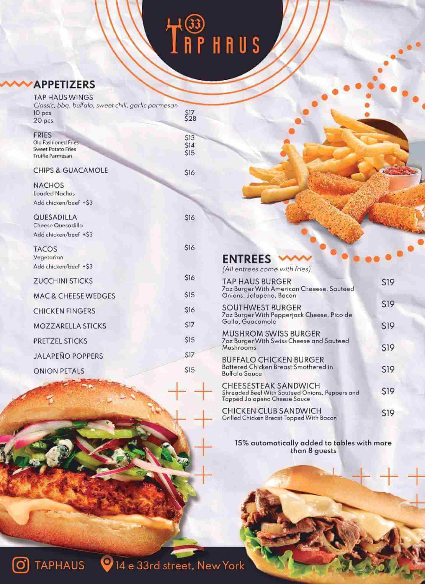 a menu of a fast food restaurant 